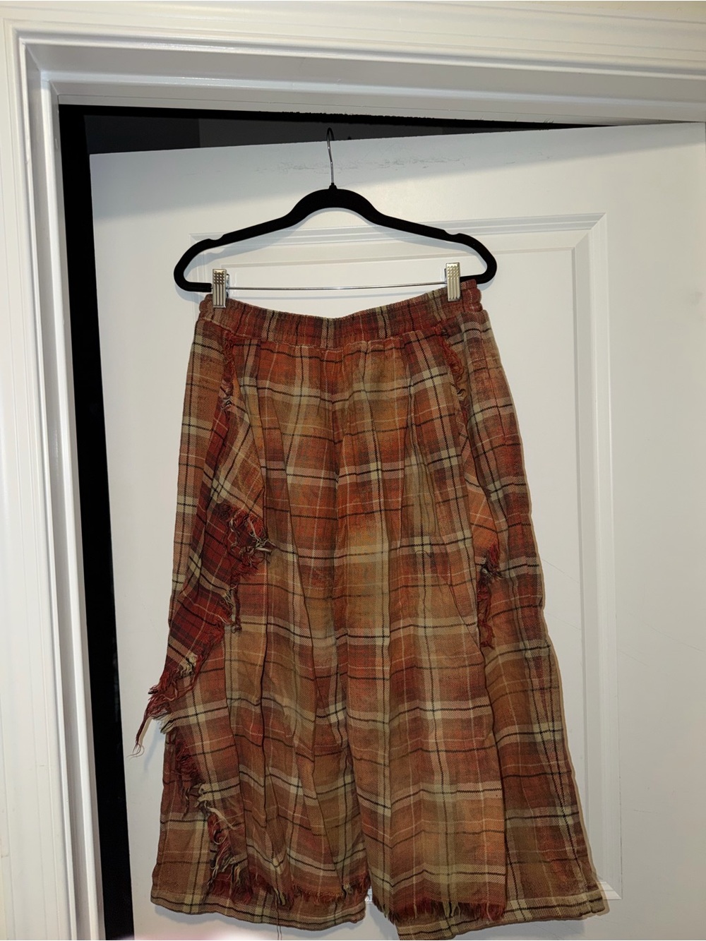R13 Plaid Maxi Skirt in Rust and Tan - Picture 4 of 6